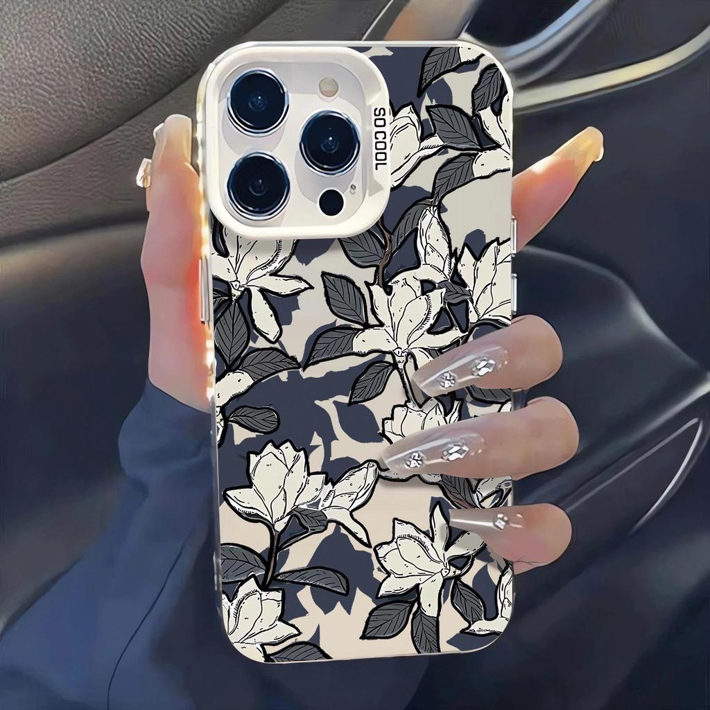 墨韵玉兰适用于16手机壳iPhone17Air彩银壳14 13 11Pro