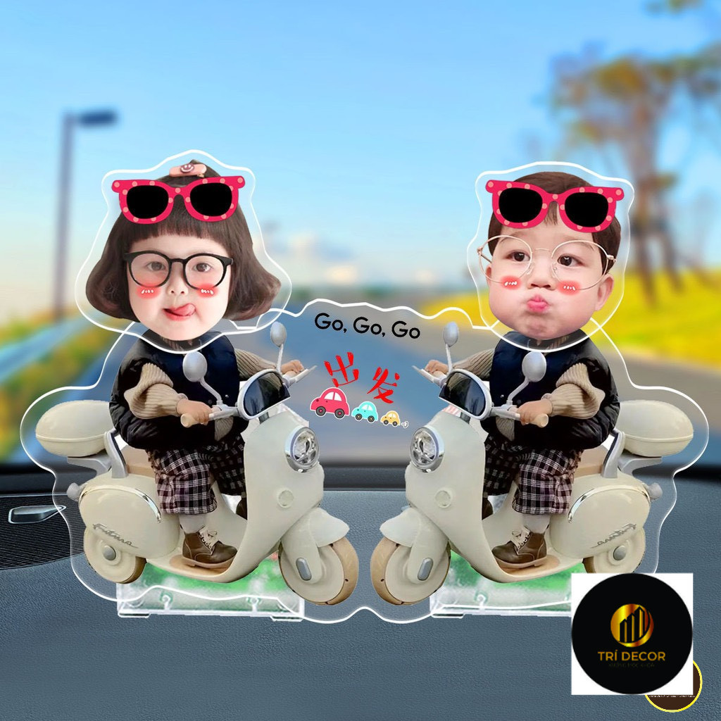 Xe lắc đầu đồ trang trí tùy chỉnh hình đại diện cặp đôi hình ảnh bàn trang trí nội thất xe ô tô ĐH