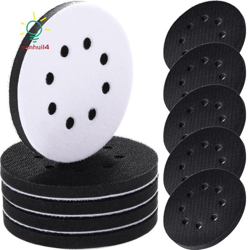 10 Chiếc Mật Độ Mềm Giao Diện Miếng Lót 5inch 8 Lỗ Móc Và Vòng Xốp Đệm Đệm Đệm Lưng Miếng Lót Chà Nhám Giao Diện Miếng Lót