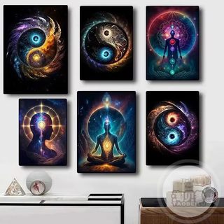 Thiền Phật Thiền Yoga Không Khung Vải Chống Thấm Nước Nghệ Thuật Poster Tinh Thần Hòa Bình Âm Dương Trang Trí Tường
