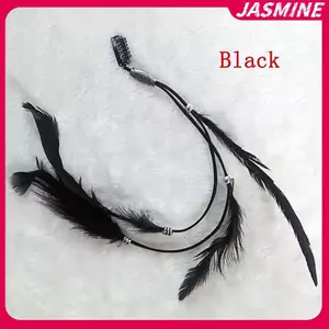 JASMINE Lông Vũ Kẹp Tóc Da Lông Vũ Tự Nhiên Kẹp Tóc Mũ Retro Lông Vũ Phụ Kiện Tóc Ấn Độ Chien Tóc Phong Cách Dân Tộc JASMINE