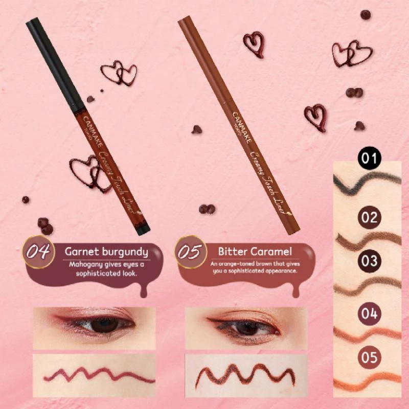 Bút Kẻ Mắt Gel Canmake Creamy Touch Liner Nhật Bản – Kẻ Mắt Siêu Mảnh, Chống Lem, Bền Màu Suốt Ngày