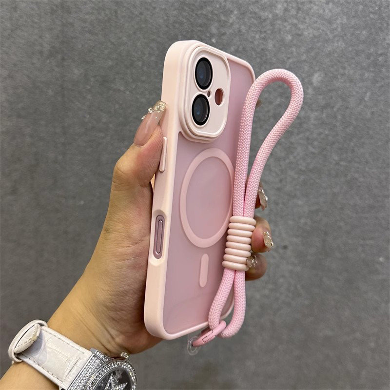 Vỏ silicon mờ chống vân tay bán trong suốt cho iPhone 17 Air 16 15 14 13 12 Pro Max có dây đeo chống sốc