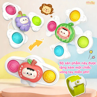 【BabyJoy】Đồ chơi xoay hút chân không cho bé,Có một chiếc vòng tay, Phong cách hoạt hình,Thiết bị làm dịu em bé