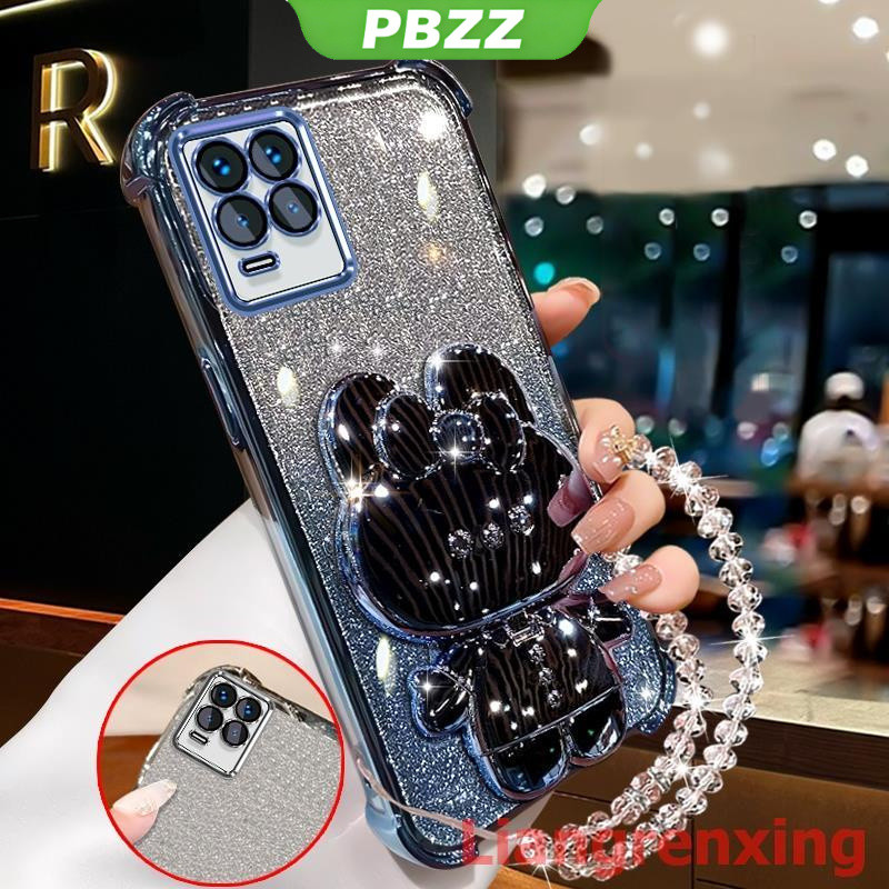 FOR ốp lưng Ốp điện thoại cho Realme 8 pro 4g, vỏ điện thoại realme 8 5g, ốp mềm chống sốc, thiết kế mới thẩm mỹ, gương trang điểm thỏ với giá đỡ, dây đeo SJSFTUZJ02
