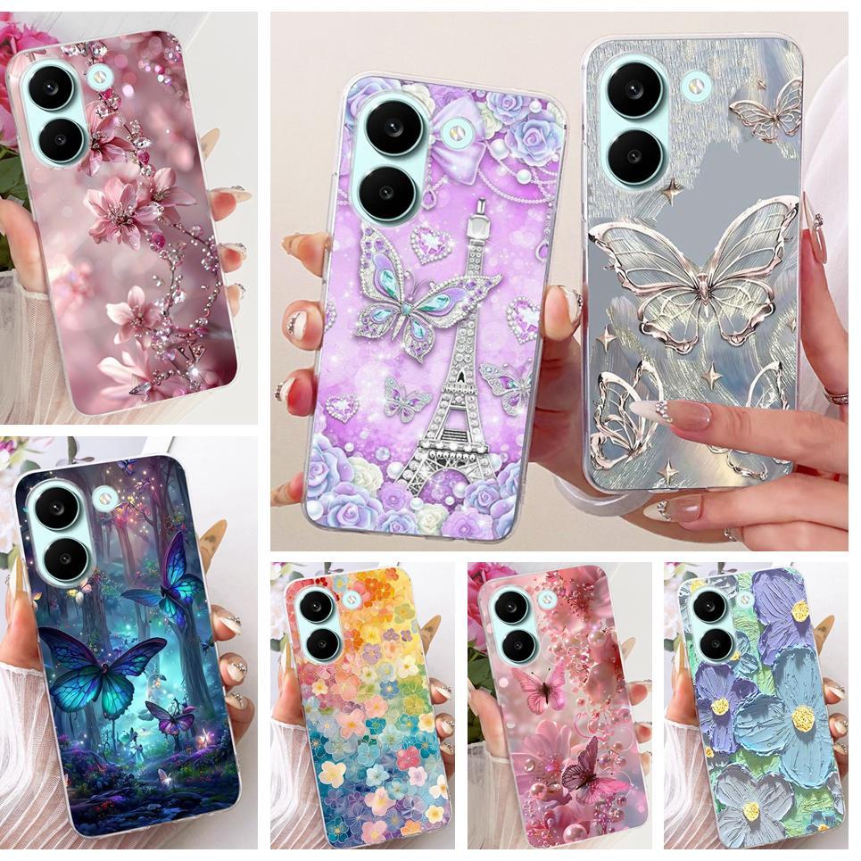 Ốp điện thoại thời trang sang trọng hình bướm hoa cho Xiaomi Poco X8 Pro / Poco X8 / Redmi Turbo 5 Vỏ silicon trong suốt mềm
