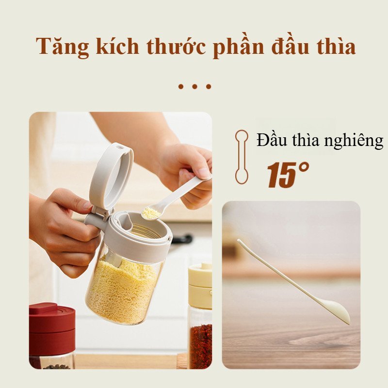Hũ gia vị thủy tinh nắp khóa chắc chắn giữ khô ráo dễ quan sát chịu nhiệt dùng cho bếp gia đình dã