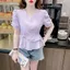 Áo sơ mi Pháp mùa hè mới dây buộc ren thời trang mỏng vừa vặn và giảm béo cho nữ