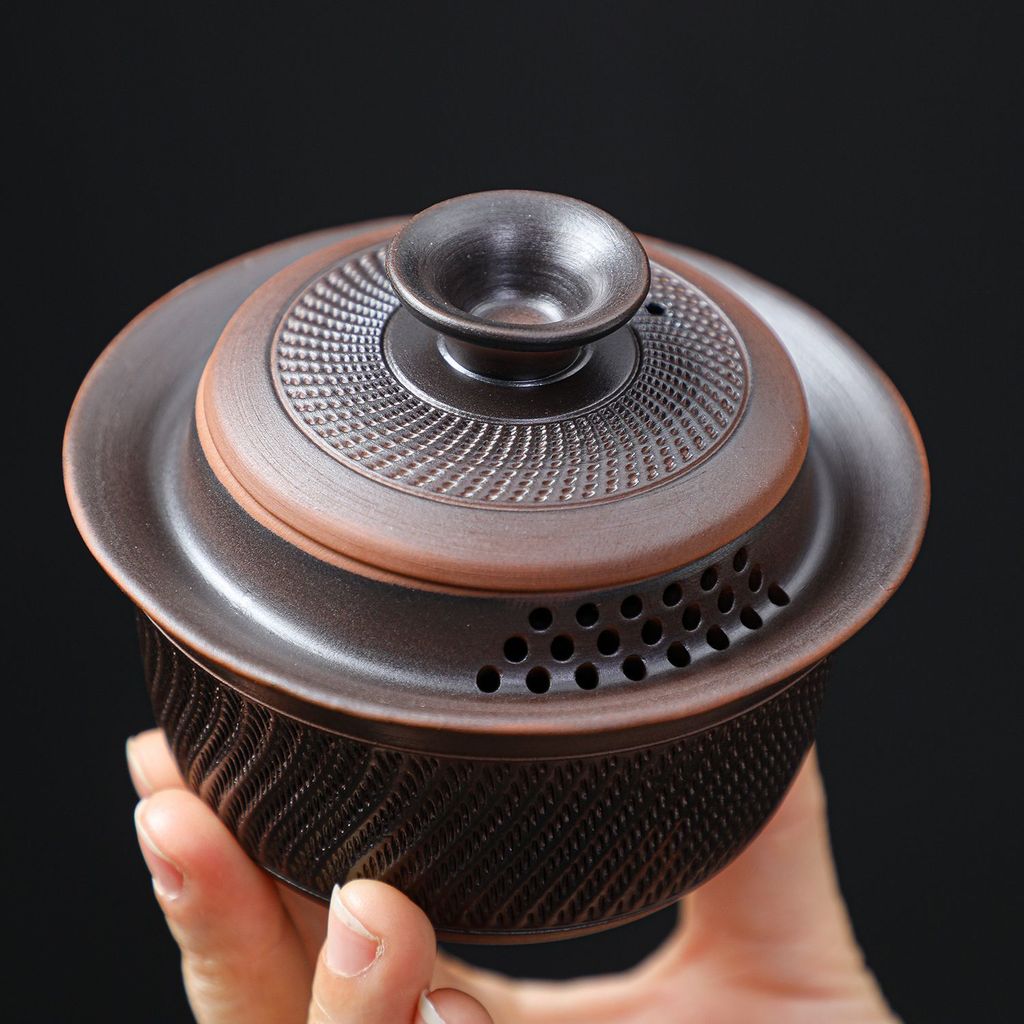 Tím Gốm Sancai Gaiwan Mới Phong Cách Trung Hoa Trà Bộ Trà Cao Cấp Cốc Trà Hộ Gia Đình