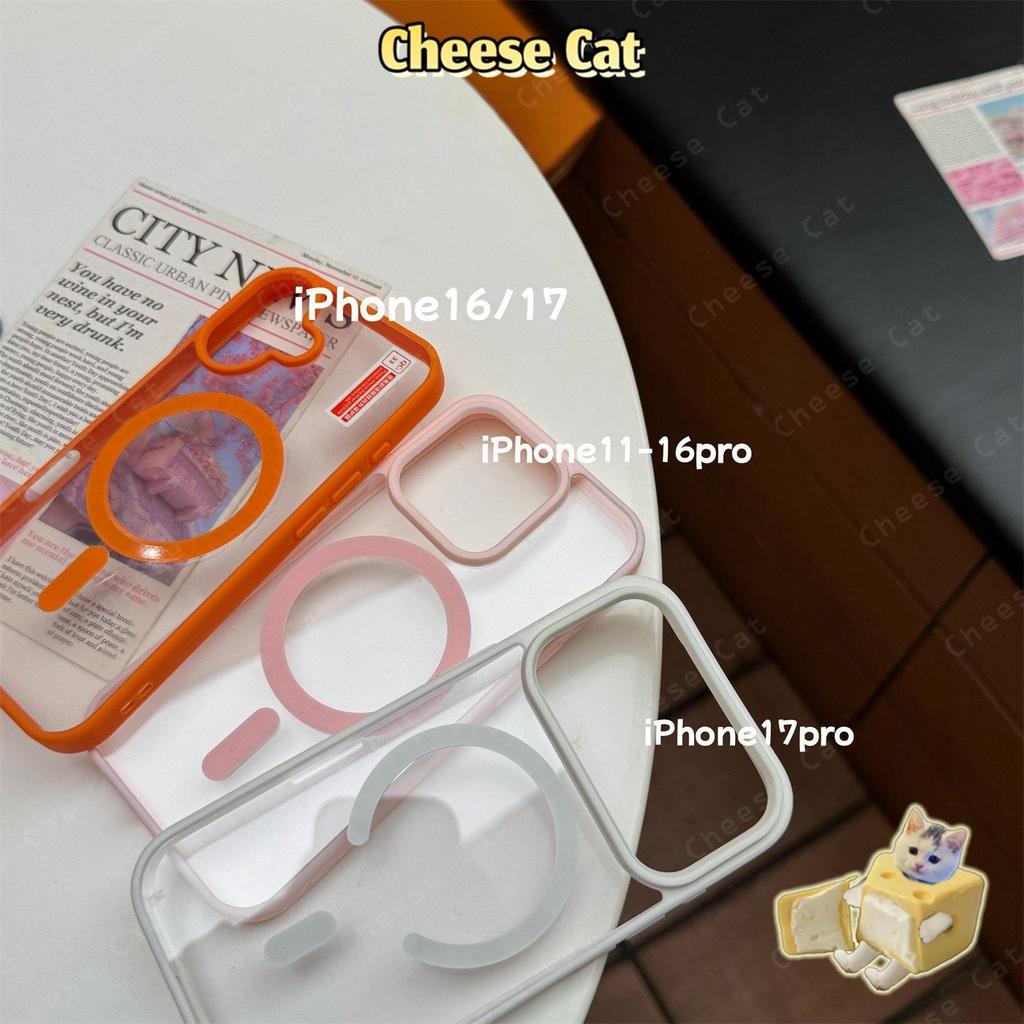 Vỏ sạc không dây từ tính hình vuông vỏ acrylic cứng cho iPhone 11 12 13 14 15 Pro Max X Xs 7 Plus mới viền màu đơn giản