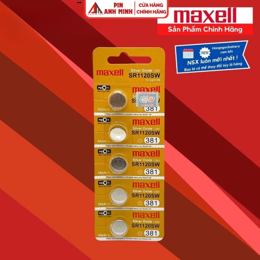 5 Viên Pin Đồng Hồ SR626 / SR621 / SR716 / SR521 / SR616 / SR516 / SR721 / SR920 / SR927 Maxell Chính Hãng