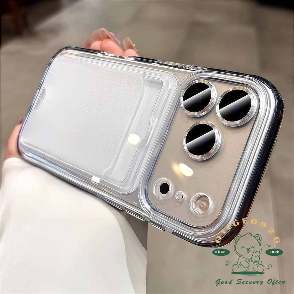 【 Ốp lưng iPhone17 】 Túi đựng thẻ pha lê băng chống rơi Túi khí Vỏ điện thoại iphone17 Pro Max 16 15 14 13 cho vỏ iPhone Vỏ mềm silicon TPU chống sốc