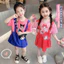 Bé Gái Hoạt Hình Áo Thun Mùa Hè Phong Cách Mới Giả Hai Mảnh Đầm Thường Ngày 90-140 Size HQC0