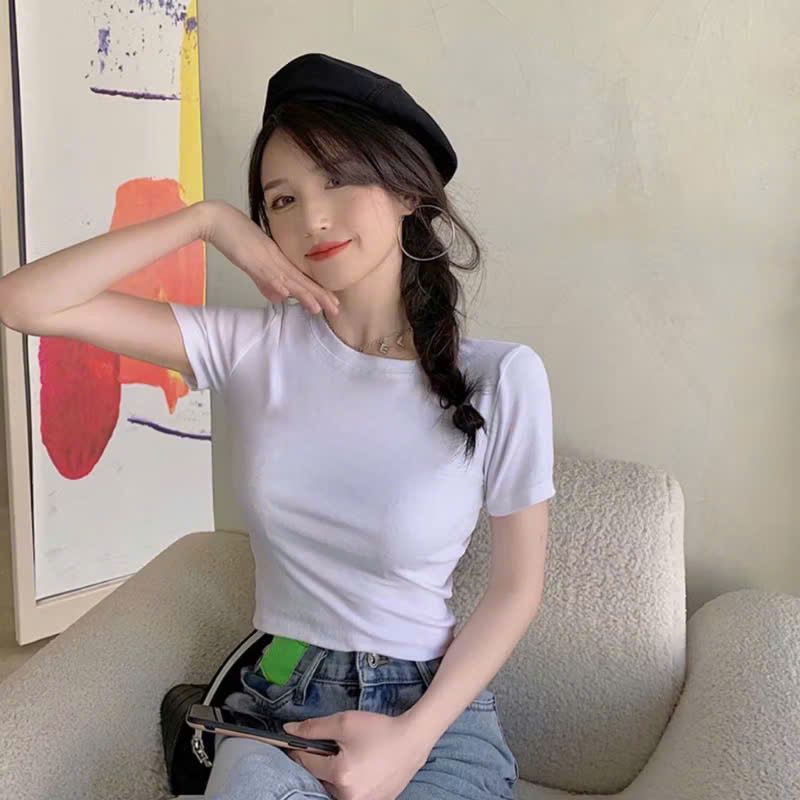 Áo thun croptop vải cotton 4 chiều form ôm mặc tôn dáng dành cho nữ freesize 40-55kg, giá rẻ kiểu dáng basic đủ màu