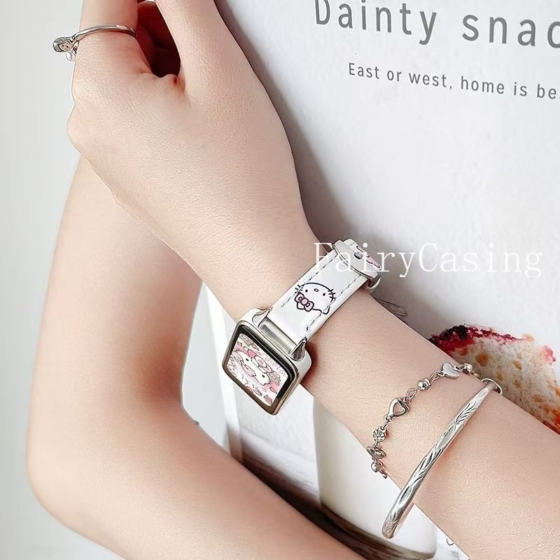 Dây đeo bằng da in hình hoạt hình cho Huawei Band 11 Pro 10 9 8 Vòng đeo tay thay thế cho Huawei Watch Fit 3 4 4pro Watchband