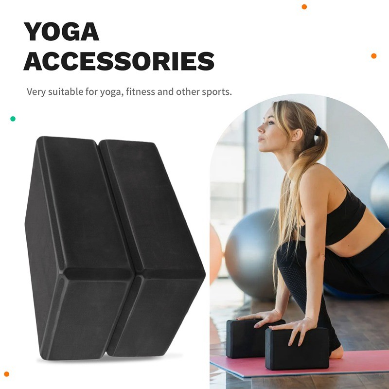 Khối Yoga 2 Gói, Gạch tập yoga xốp EVA mật độ cao 23X15X7.6cm, Thân thiện với môi trường &, Đen