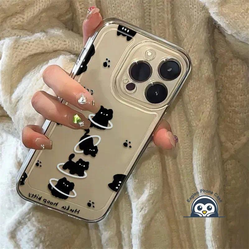 Ốp Điện Thoại Mèo Đen Dễ Thương Cho OPPO A6X A6S A6T A6 Pro A5 A5i Pro A5X A5S A3S A3 Pro A3X A15 A15S A12E A9 A5 2020 ACE 2 5G 4G Vỏ Hoạt Hình Trong Suốt Vỏ Mềm Chống Sốc