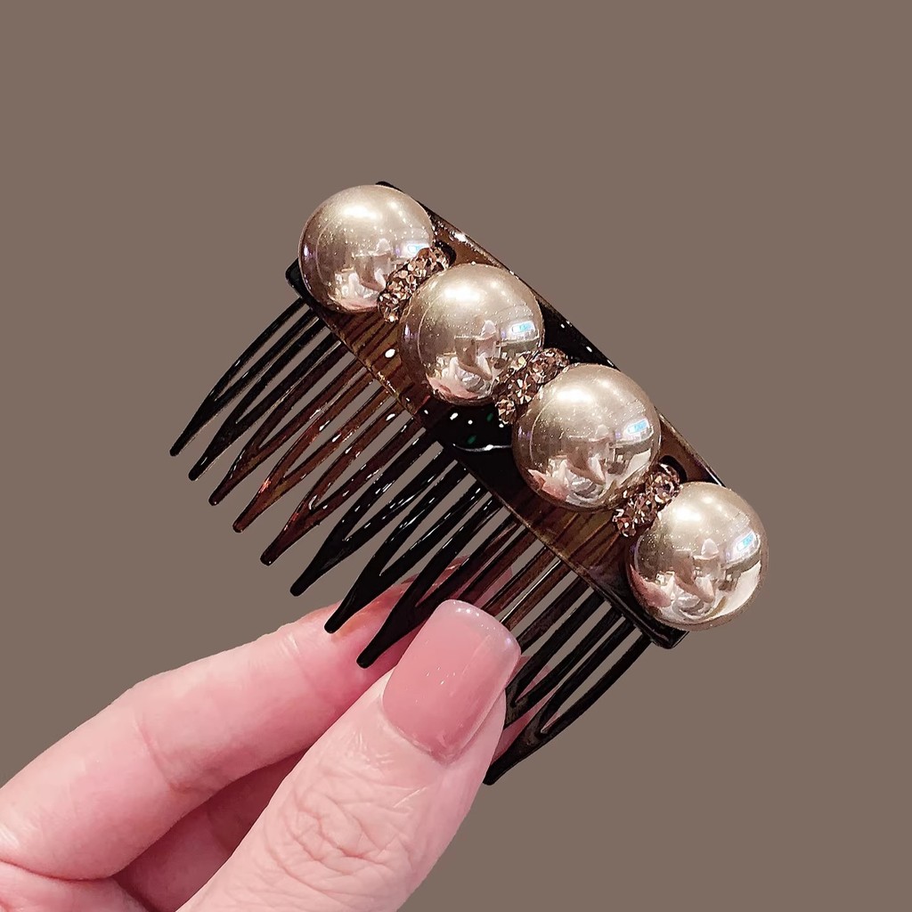 Pháp Retro Ngọc Trai Kim Cương Giả Tóc Nữ Kẹp Tóc