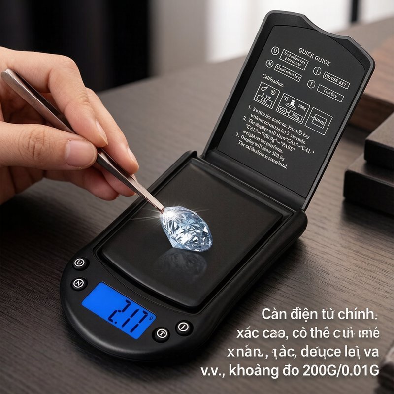Cân điện tử mini độ chính xác 0.01g chịu tải 200g nhỏ gọn chống va đập tự tắt cân vàng bạc dược liệu