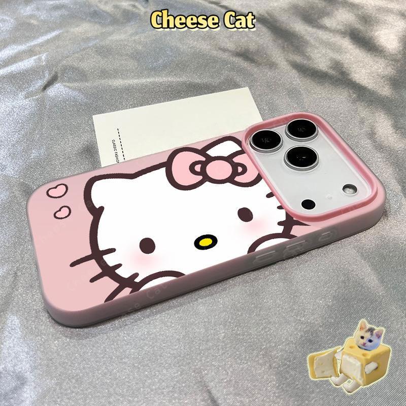 Kitty tim hồng Vỏ điện thoại dành cho iPhone 14 15 16 13 12 11 Pro Max Xs Max XR 17 Air Ốp điện thoại màu hồng dễ thương