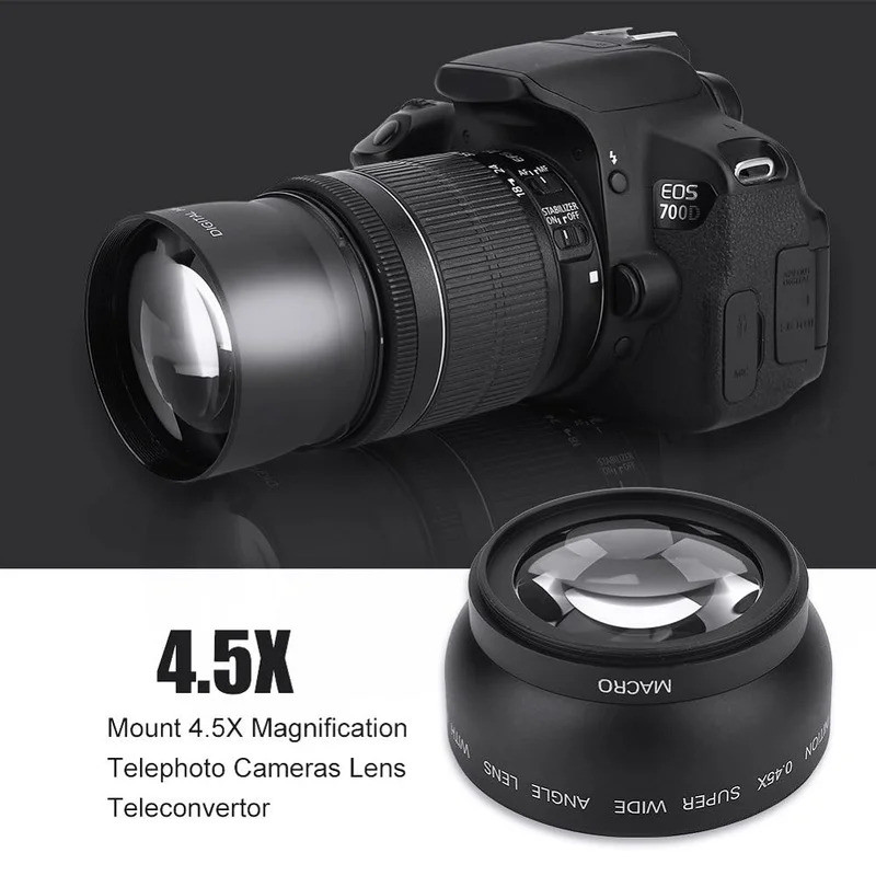 Ống kính Macro góc rộng Mcoplus 49mm 52mm 55mm 58mm 0,45X Độ phóng đại cho máy ảnh Canon Nikon Sony Fuji Panasonic Olympus Pentax
