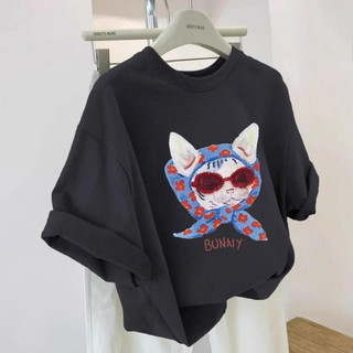 Mèo Áo Thun Cotton Với Khăn Trùm Đầu Họa Tiết Hoạt Hình Phù Hợp Hàng Ngày