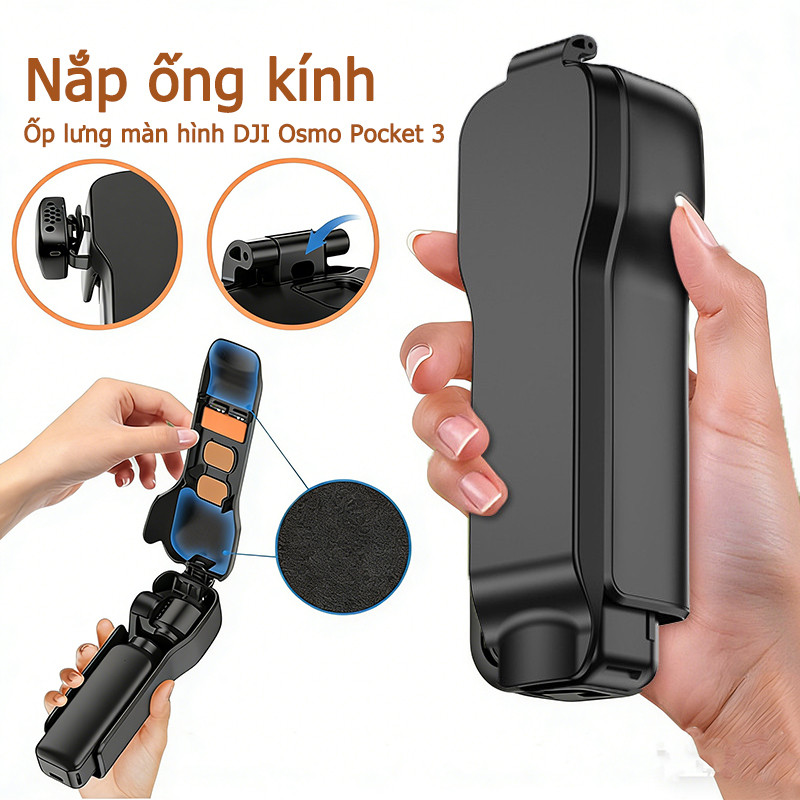 Nắp ống kính + Ốp lưng màn hình DJI Osmo Pocket 3 – Vỏ cứng bảo vệ màn hình & cụm gimbal – Phụ kiện thiết yếu