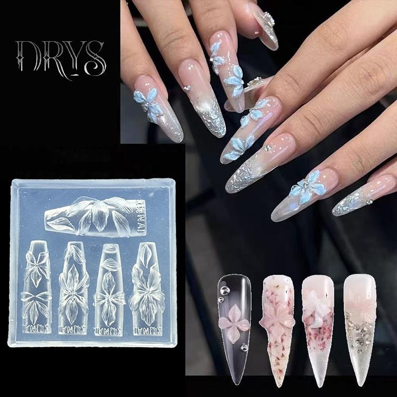 Khuôn silicone 3D làm móng DIY thiết kế hoa hibiscus cánh hoa, dụng cụ khắc mẫu nghệ thuật móng tay