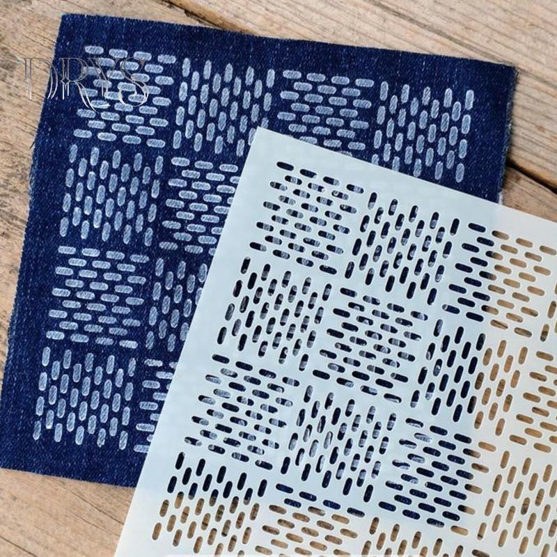 (TFT) 9 / 32 Cái Bản Mẫu Thêu Sashiko DIY Hình Học Chắp Vá stencil Có Thể Tái Sử Dụng PET stencil Handmade Thêu Thủ Công Dụng Cụ Thủ Công MỚI
