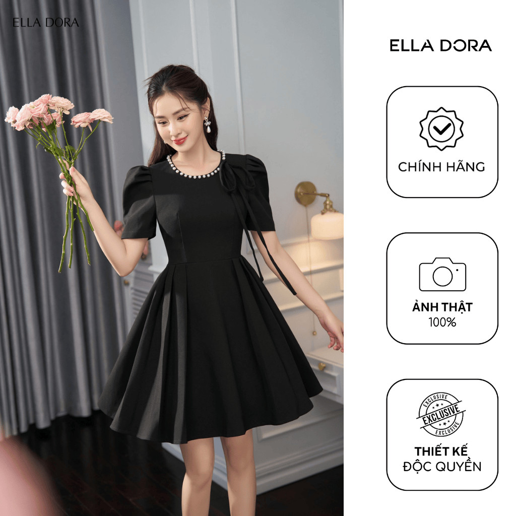 Đầm ôm nữ ELLA DORA thiết kế cổ tròn đính ngọc tôn dáng thanh lịch sang trọng [D95]