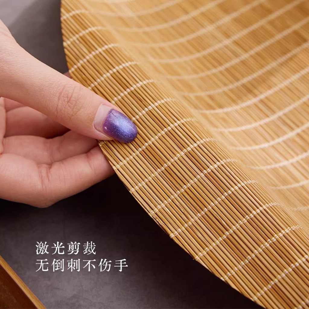 Thảm Trà Tre Tròn Phong Cách Thiền Zen Lót Ly Mây Tre Đan Trang Trí Bàn Trà Wabisabi Tấm Lót Chống Bẩn Cao Cấp Dễ Dàng Vệ Sinh