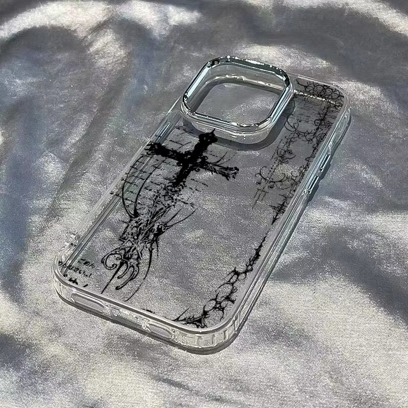 Ốp điện thoại Cool Dark Gothic Cross Mark cho iPhone 17 16e 16 15 14 13 12 11 Pro Max X XS XR 8 7 Plus Vỏ chống sốc mềm trong suốt