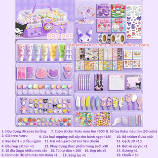 【BabyJoy】Bộ DIY làm móc khóa và dán sticker,bao gồm kem keo và charm xinh xắn,Hộp đựng đồ ba tầng,Đồ chơi thủ công