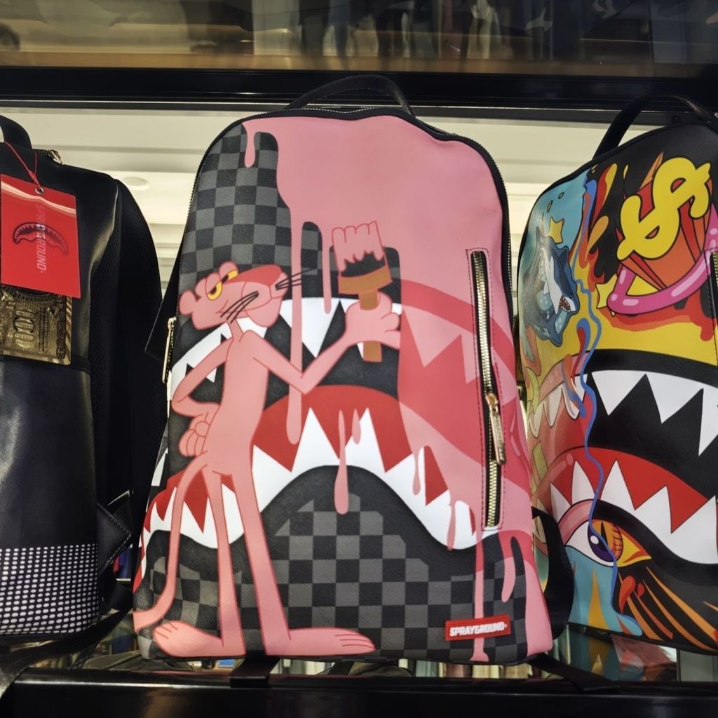 SG Shark Schoolbag Ánh Sáng Sang Trọng Học Sinh Cá Mập Mỏ Hồng Da Báo Cá Mập Nam Nữ Dung Tích Lớn Hợp Thời Trang Schoolbag Mỹ Ba Lô Độc Đáo Ba Lô Túi Máy Tính