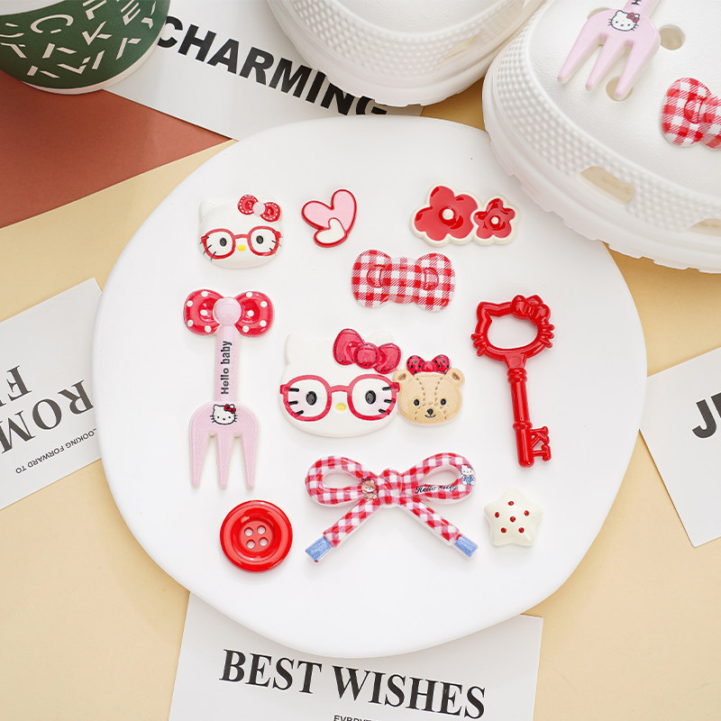 Phụ Kiện Giày Lỗ Dễ Thương Hellokitty Nơ Giày Hoa Thích Hợp Cho crocs Khóa Giày Có Thể Tháo Rời Khóa Giày Lỗ Khóa Giày Busch Khóa Giày Zhibixing ins Giày Hoa