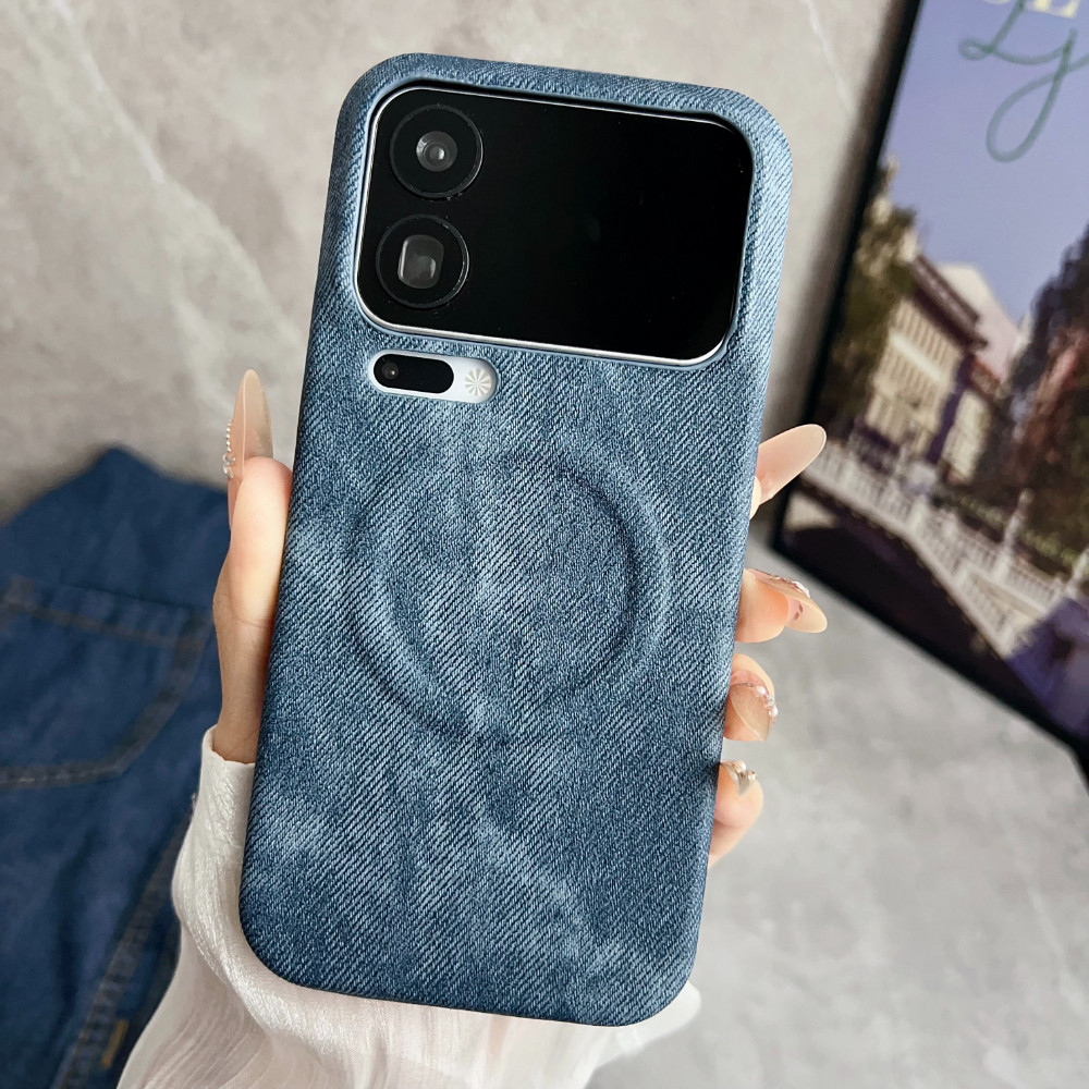 Ốp điện thoại từ tính họa tiết Denim cổ điển cho Xiaomi 17 15 14 Pro Max Ultra Half-Wrapped Hard PC Vỏ thời trang chống rơi