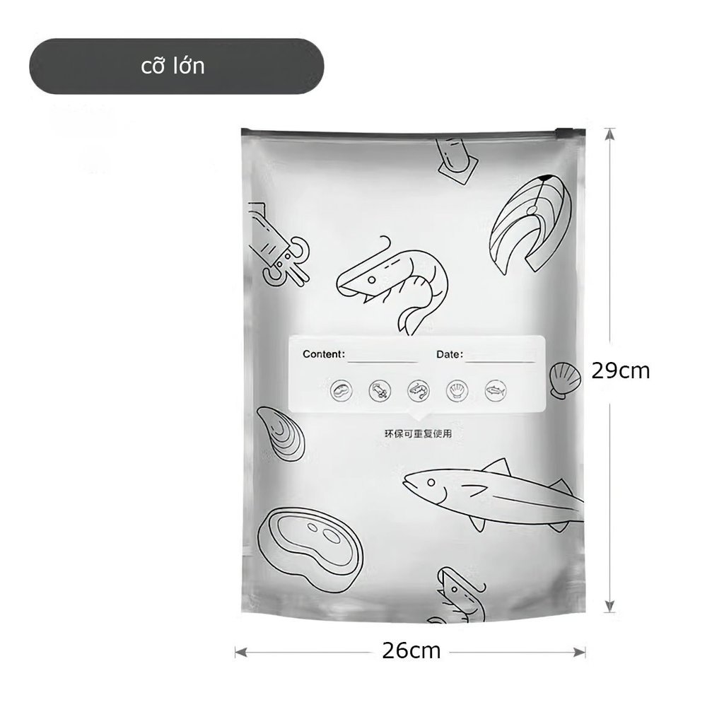 Set 10 Túi Giữ Tươi Thực Phẩm Có Khoá Kéo Bằng Lá Nhôm Dày Dặn Có Thể Tái Sử Dụng
