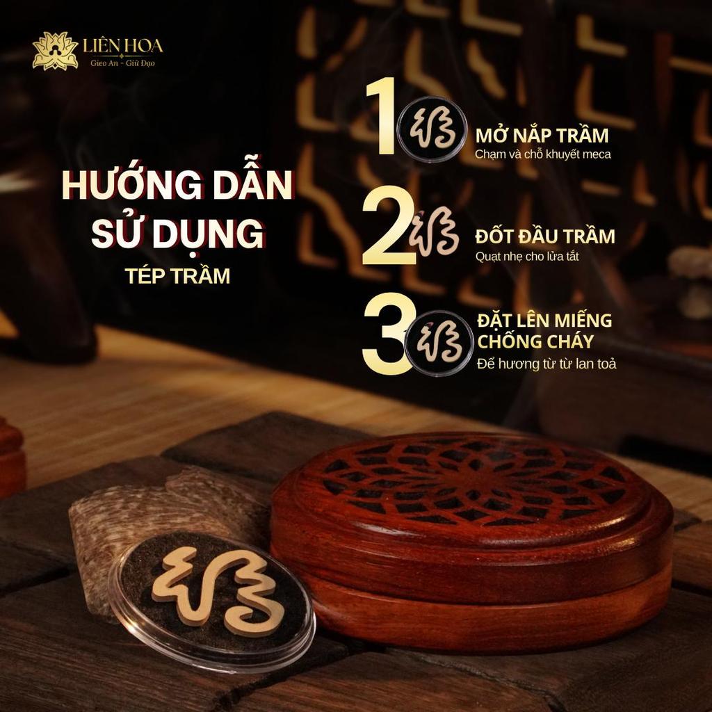 Trầm Chữ Phước Liên Hoa Thượng Hạng (Tiểu - Đại) - 10 miếng | Sạch | Thơm Sâu  Tự Nhiên | Phong Thủy