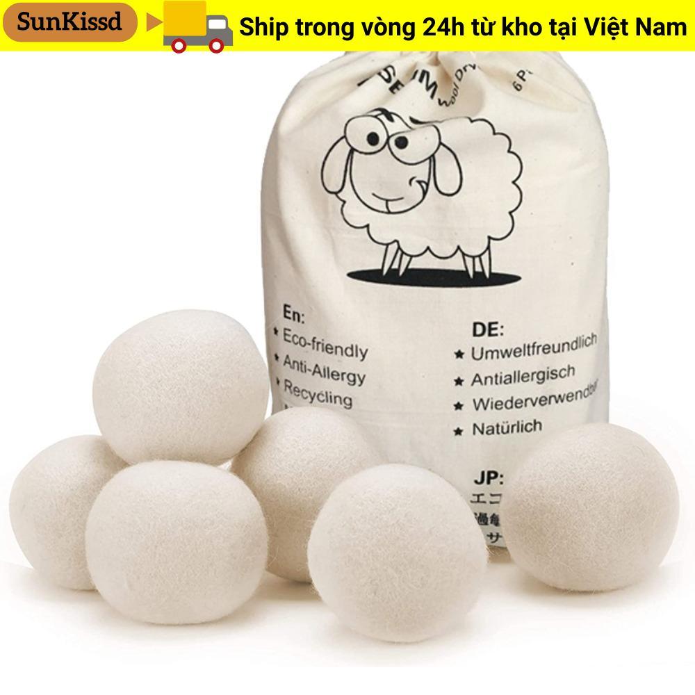 SUNKISSD 6 Quả bóng giặt tại nhà, Quả bóng máy sấy len mềm 6-8cm, Quần áo làm mềm giảm tĩnh có thể tái sử dụng tăng tốc