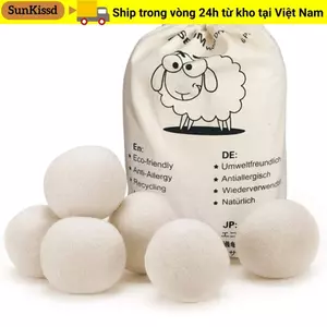 SUNKISSD 6 Quả bóng giặt tại nhà, Quả bóng máy sấy len mềm 6-8cm, Quần áo làm mềm giảm tĩnh có thể tái sử dụng tăng tốc