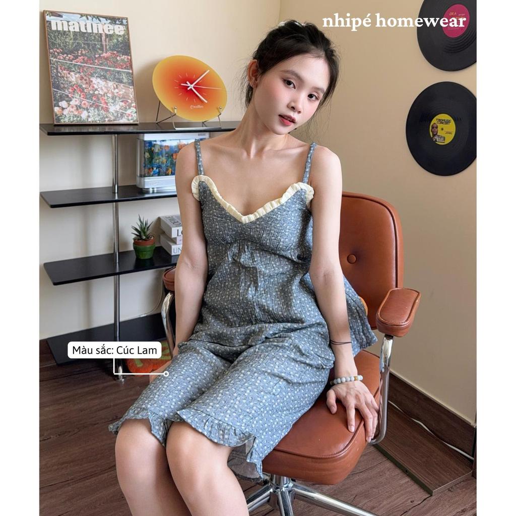 Bộ đồ áo 2 dây quần lửng xô muslin Nhipé homewear nữ set đồ ngủ mặc nhà chất liệu cao cấp mềm mịn thoáng mát