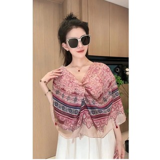 Khăn lụa mỏng cao cấp cho nữ, chống nắng dùng khi đi biển và du lịch mùa hè