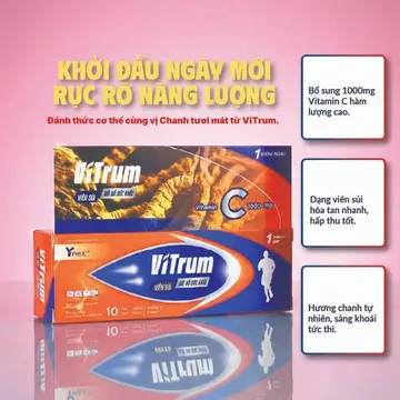 Sủi Vitrum Đông Trùng Hạ Thảo Vitamin C 1000 – Sủi Vitamin C Liều Cao Hỗ Trợ Bổ Sung Vitamin C