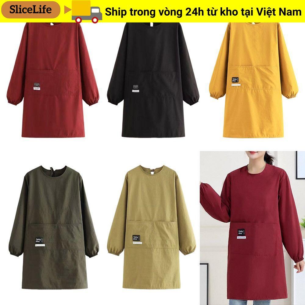 Tạp dề nhà bếp SLICELLIFE, Yếm nướng bánh nấu ăn màu trơn chống thấm nước, Tạp dề nhà cà phê chống bẩn thoáng khí di động cho nhà bếp gia đình
