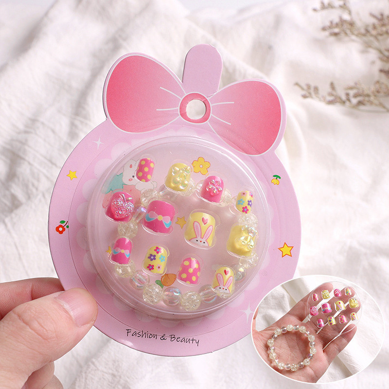 Đầu móng tay cho trẻ em Móng tay có thể đeo được Ngắn trong suốt Handmade DIY Miếng dán móng tay có thể đeo được Bộ dán móng tay có thể tháo rời