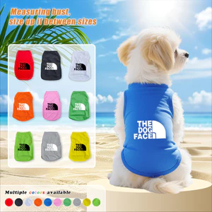 Áo vest thú cưng cỡ S-2XL, in văn bản "THE DOG FACE", Nhiều màu sắc có sẵn và thoáng khí cho mùa hè, thích hợp cho cả sử dụng trong nhà và ngoài trời, và phù hợp với tất cả chó và mèo nhỏ.