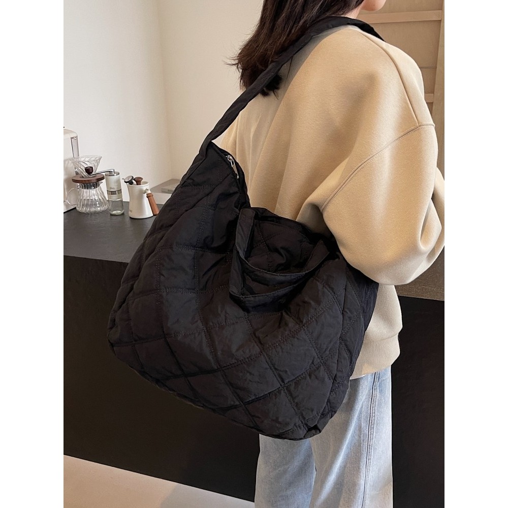 Túi đeo vai nữ vải nylon 2024 phong cách mới, kim cương thêu ren, đeo chéo/tote/ngang, lớn