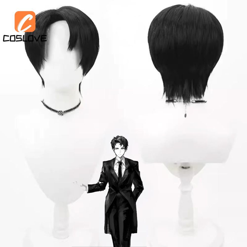 Tóc giả ngắn thẳng đen - Phụ kiện cosplay cho nhân vật trò chơi Thư Viện Của Ruina Roland