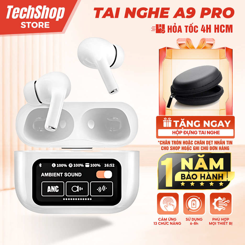 Tai Nghe Bluetooth A.P4, Không Dây, Pin 8H, Cảm Biến Tự Động, Âm Thanh Hay Cảm Ứng Mượt Tặng Quà