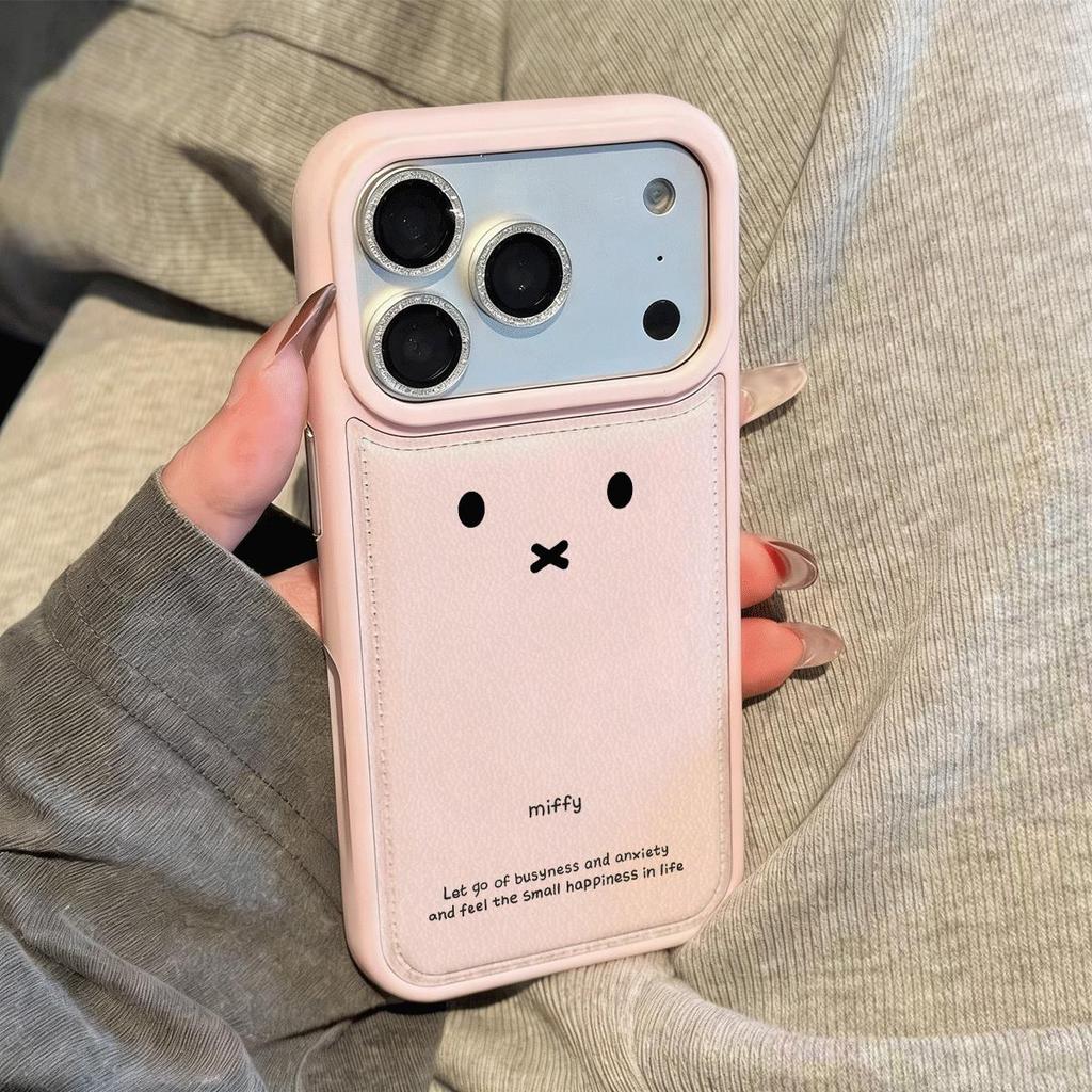 Thỏ dễ thương mắt đen cho trường hợp iPhone 17Pro 15plus Nhật Bản Hàn Quốc 1312pro Tính cách 11 lỗ lớn